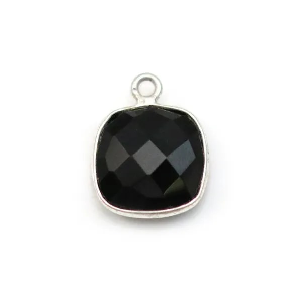 Agate carré 1 anneau serti en argent 925  x 1pc