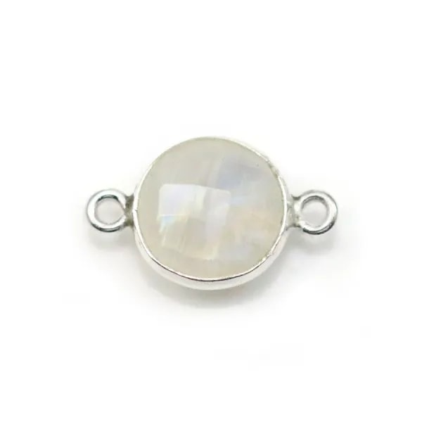Pierre de lune 2 anneaux  sertie en argent x 1pc