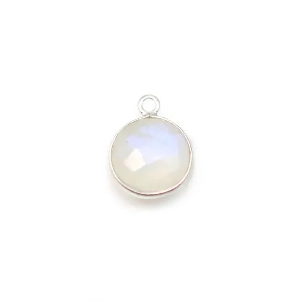 Moonstone in the shape round, 1 ring, set on silver, 9mm x 1pc
