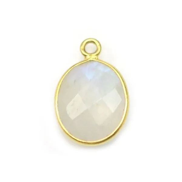 Pierre de lune oval sur argent doré x 1pc