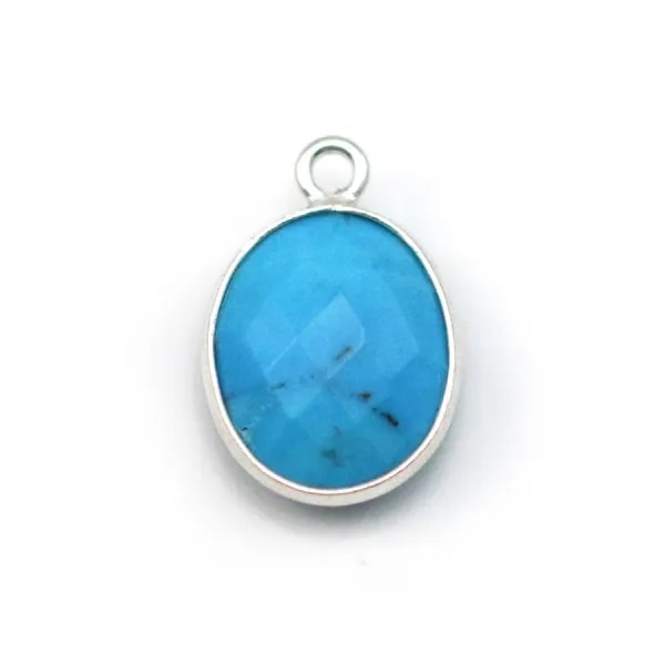 Turquoise reconstituée ovale 1 anneau sertie en argent x 1pc