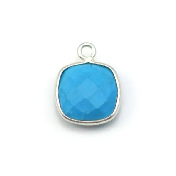 Turquoise reconstituée carré 1 anneau sertie en argent  x 1pc