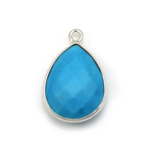 Turquoise reconstituée goutte 1 anneau serite en argent  x 1pc 