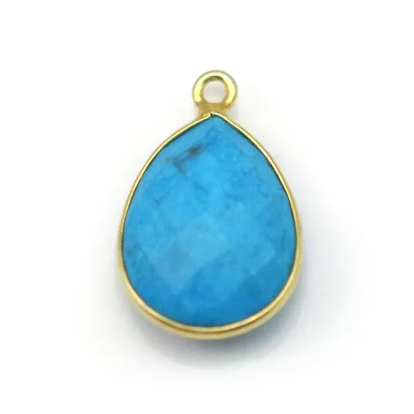 Turquoise reconstituée goutte 1 anneau sertie en argent doré x 1pc