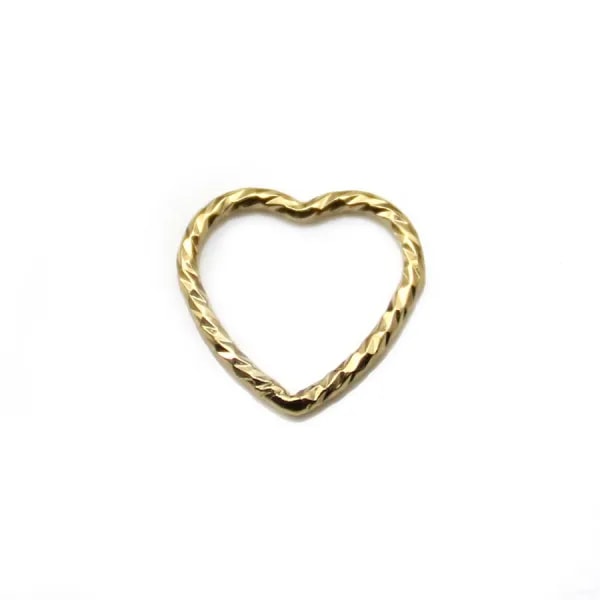 Anneaux "sparkle" en gold filled 14 carats, en forme de coeur, 9x10mm x 2pcs