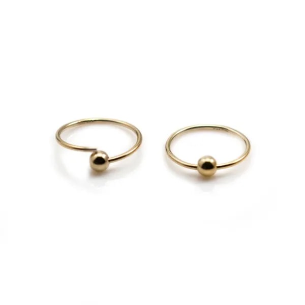 Créoles avec boule 3mm en gold filled 14 carats 12x0.7mm x 2pcs