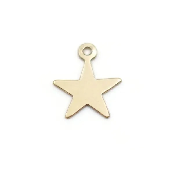 Breloque médaille étoile à graver en gold-filled 8mm x 2pcs