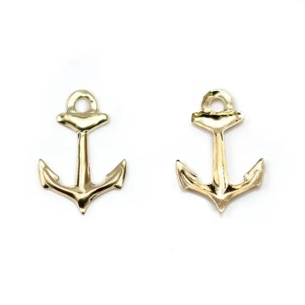 Breloque en gold filled 14 carats, en forme d'ancre, de taille 9x14mm x 1pc
