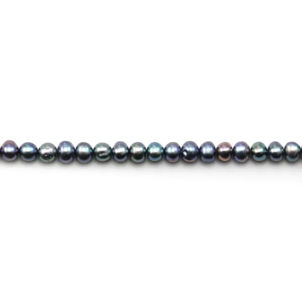 Perles de culture d'eau douce, bleu violacé, semi-ronde, 4.5-5.5mm x 10pcs