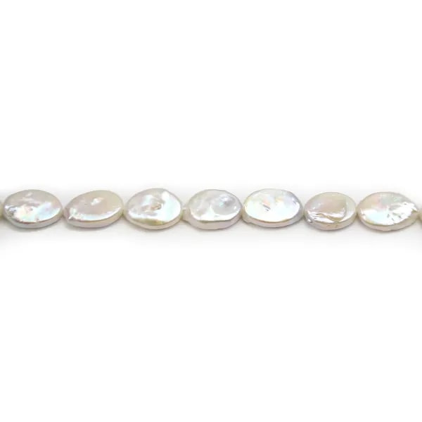 Perles de culture d'eau douce, blanche, baroque, 12mm x 40cm