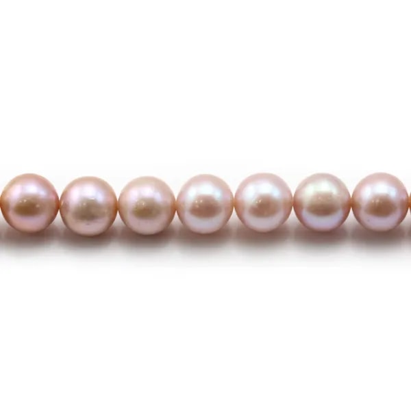 Perles d'eau Douce Mauve Rond  7-8mmX 40 cm 