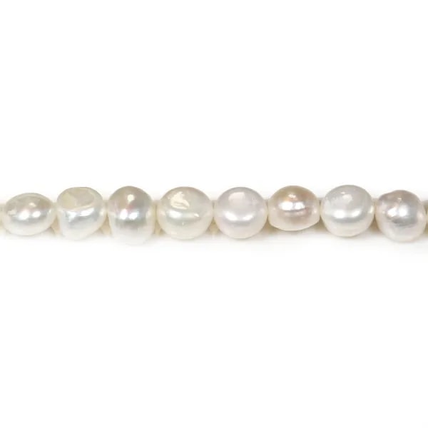 Perles d'eau douce blanche baroque 10-12mm x 40cm