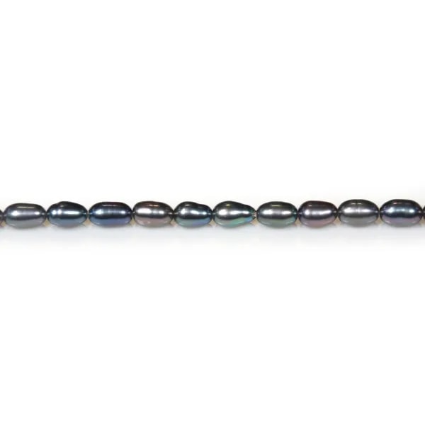 Perles de culture d'eau douce, bleu fonce, olive, 3-4mm x 36cm