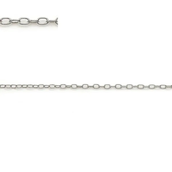 Chaîne argent 925 rhodié anneaux oval 1.05x1.3mm  x 50cm