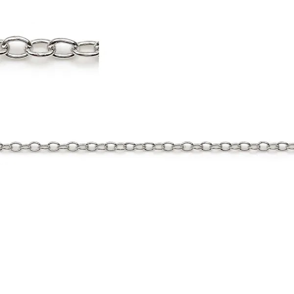 Chaîne argent 925 rhodié ovale 1.5x1.8x0.3mm  x 50cm