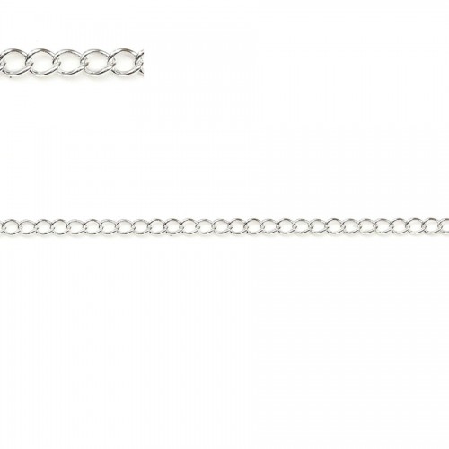 Chaîne argent 925 massif forçat anneau ovale plate 1.6x2.0mm x 50cm