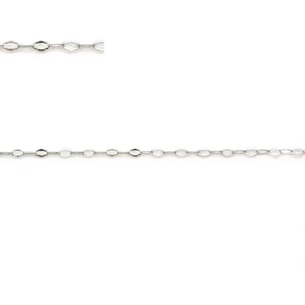 925 sterling silver diamond shaped forçat chain 1.6x2.6mm x 50cm