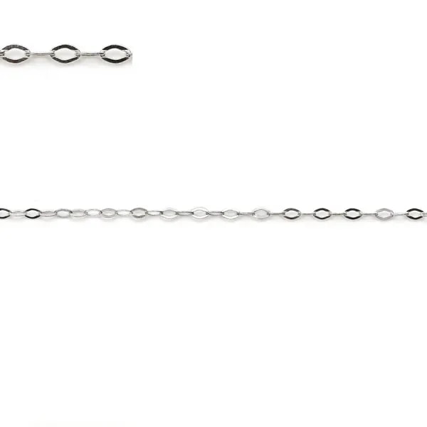 Chaîne argent 925 rhodié forçat losange 1.6x2.6mm  x 50cm