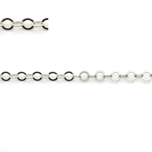 925 sterling silver chain round flat link 3.5mm x 50cm