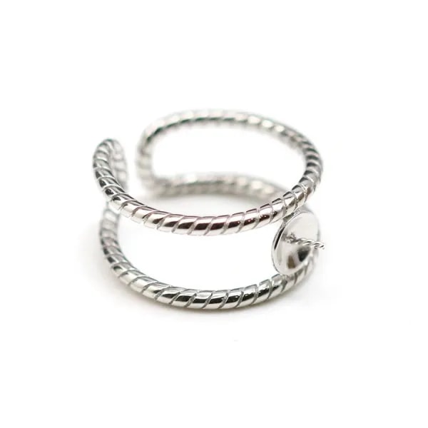 Argent 925 Rhodié Support Bague réglable  pour perles semi-percés & zircon x 1pc
