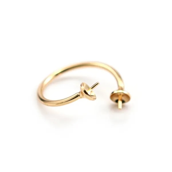 Bague réglable flexible double pour semi percées plaquée "flash or x 1pc