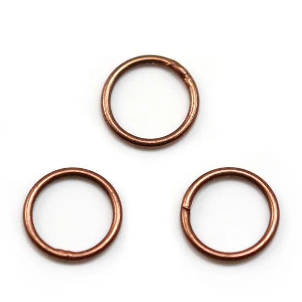 Anneaux soudé, forme ronde, en métal, couleur cuivre 1* 10mm environ 50pcs