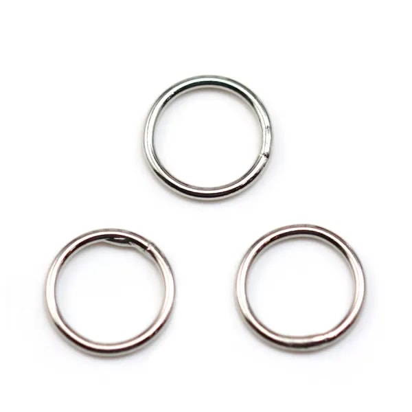 Anneaux soudé, de forme ronde, en métal rhodié, 1 * 10mm environ 50pcs