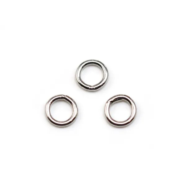 Anneaux soudé, de forme ronde, en métal rhodié, 1 * 6mm environ 100pcs