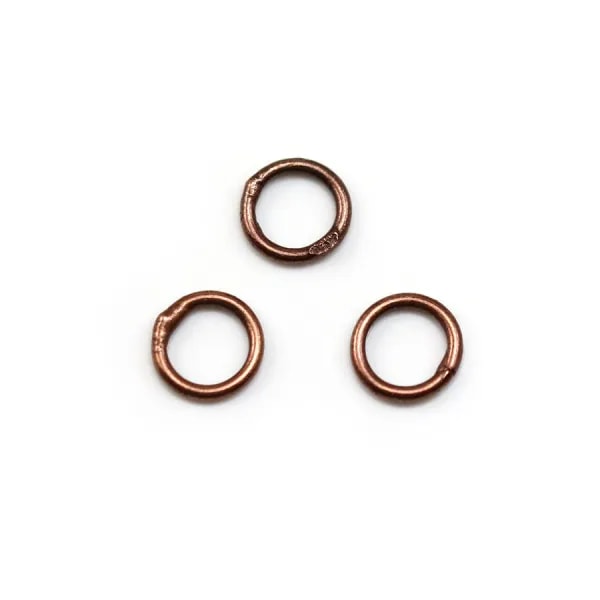 Anneaux soudé, forme ronde, en métal, couleur cuivre 1* 7mm environ 100pcs