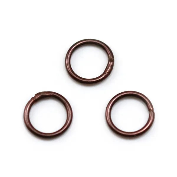 Anneaux soudé, forme ronde, en métal, couleur cuivre 1* 8mm environ 50pcs