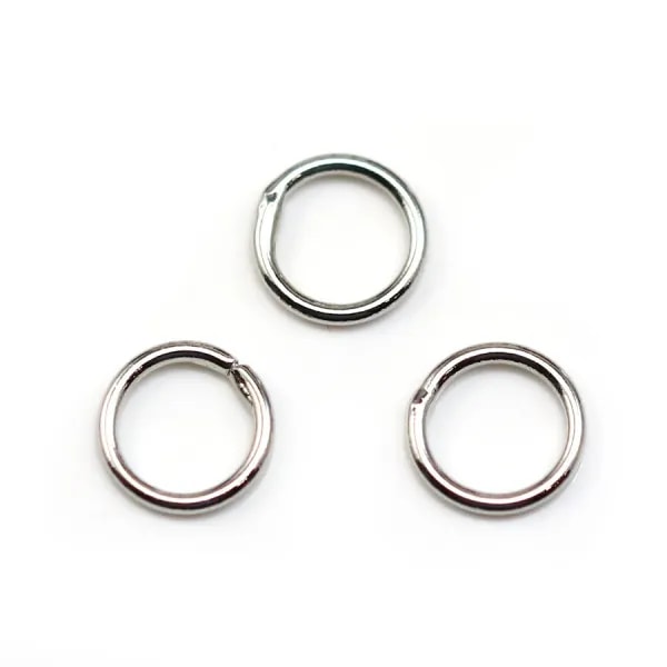Anneaux soudé, de forme ronde, en métal rhodié, 1 * 8mm environ 50pcs