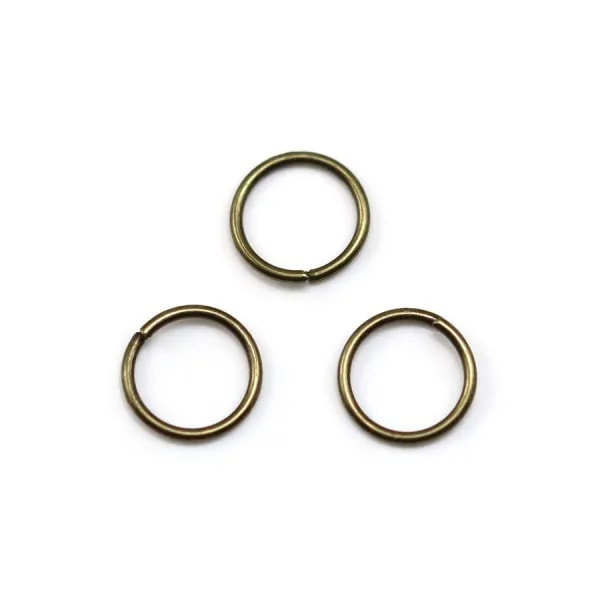 Anneaux ronds ouverts, métal couleur bronze, 0.8x6mm environ 100pcs