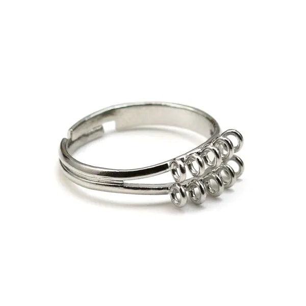 Bague réglable de couleur argent, 10 anneaux, x 1pc