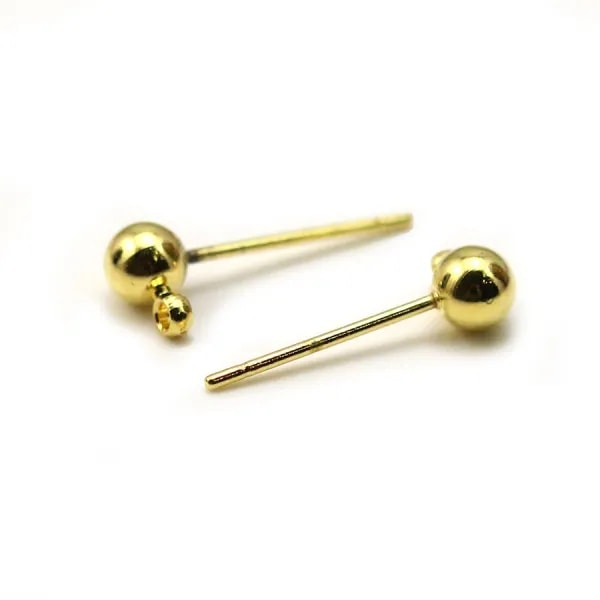 Clous d'oreilles boule en métal  4mm x 20pcs