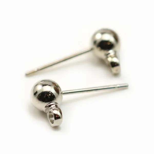 Clous d'oreilles avec finition boule, en métal argenté vieilli, 5mm x 20pcs