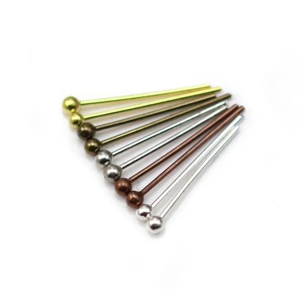 Ball Head pin silver tone x 24mm x 50pcs