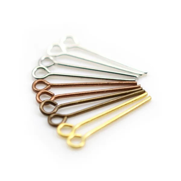 Clou en métal, avec "tête" en anneaux rond ouvert, 0.8 * 20mm x 200pcs