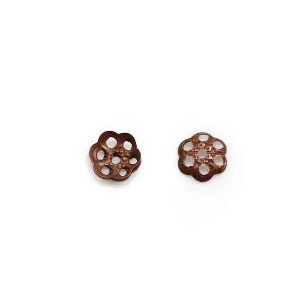 Coupelle en métal de couleur cuivre, en forme de fleur, 4mm x 100pcs