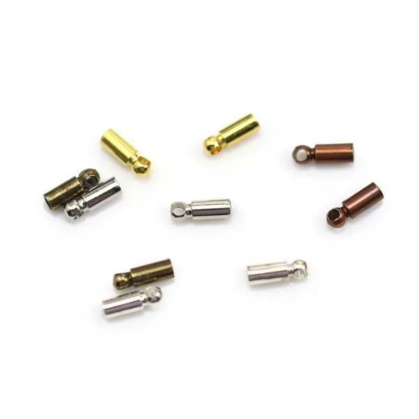 Terminators for 2-3mm cords silver tone x 4pcs
