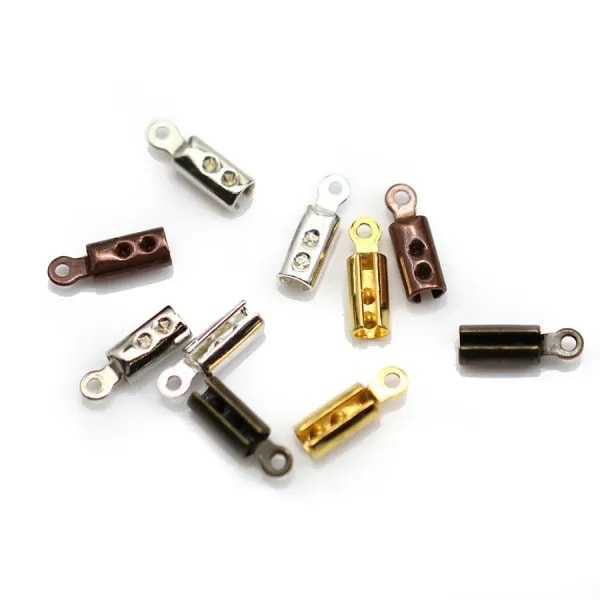 Metal in silver color tip for cord, measuring 2mm x 20pcs