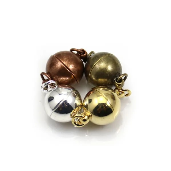 Fermoir de forme ronde, aimanté, en métal de différentes couleurs, 10mm x 1pc