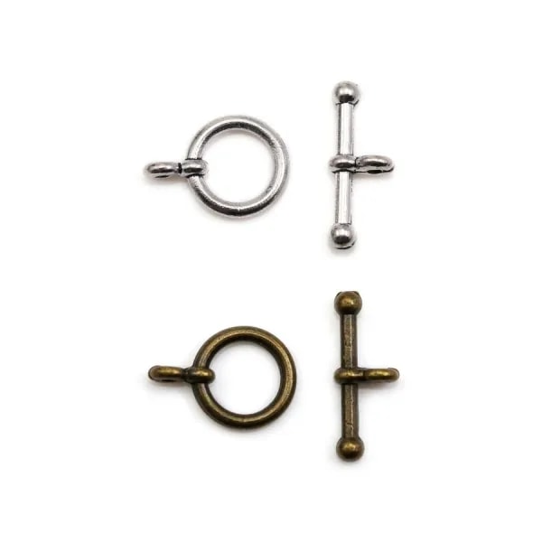 Clasp "O * T" in metal,  old silver or bronze color 12mm x 2pcs