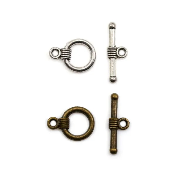 Fermoir "Toggle OT" en métal, argent vieilli ou bronze  11mm x 2pcs