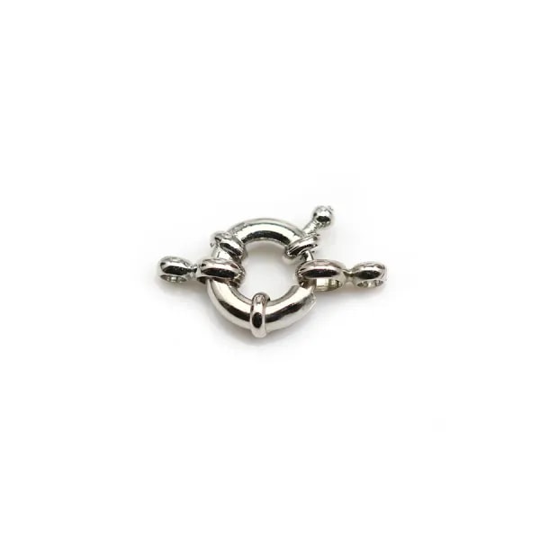 Fermoir en forme de bouée, en métal argenté, 11mm x 1pc