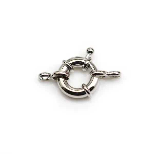 Fermoir en forme de bouée, en métal argenté, 15mm x 1pc