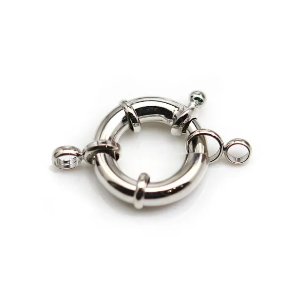 Fermoir en forme de bouée, en métal argenté, 19mm x 1pc