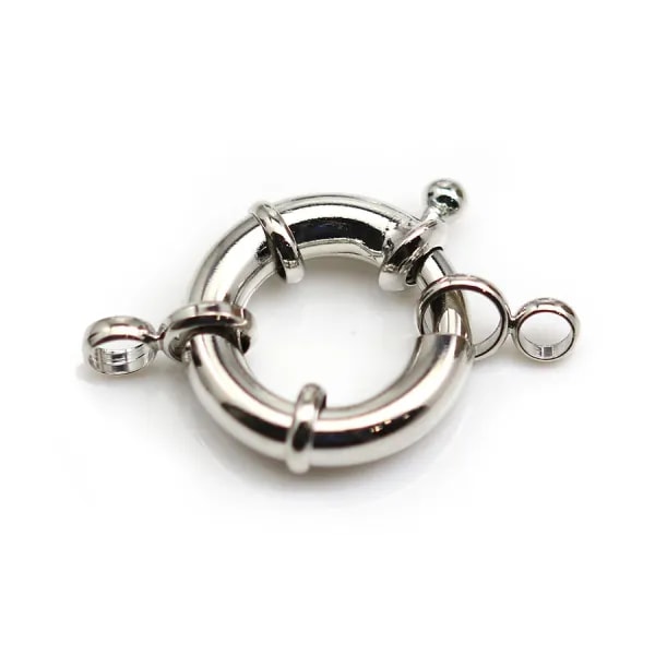 Fermoir en forme de bouée, en métal argenté, 21mm x 1pc