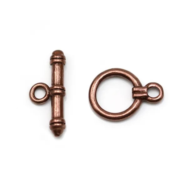 Fermoir "Toggle OT" en métal, de couleur cuivre, 12mm x 2pcs