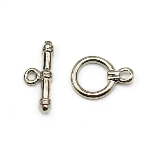 Fermoir "OxT" en métal, de couleur argent vieilli, 12mm x 2pcs
