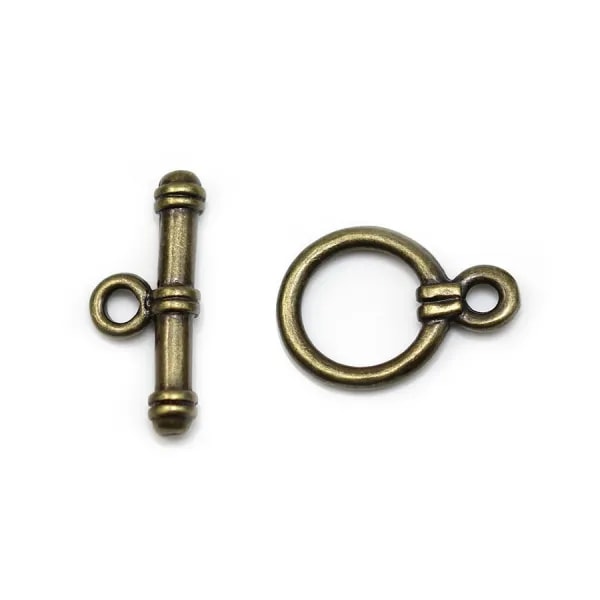 Fermoir "OxT" en métal, de couleur bronze, 15mm x 2pcs
